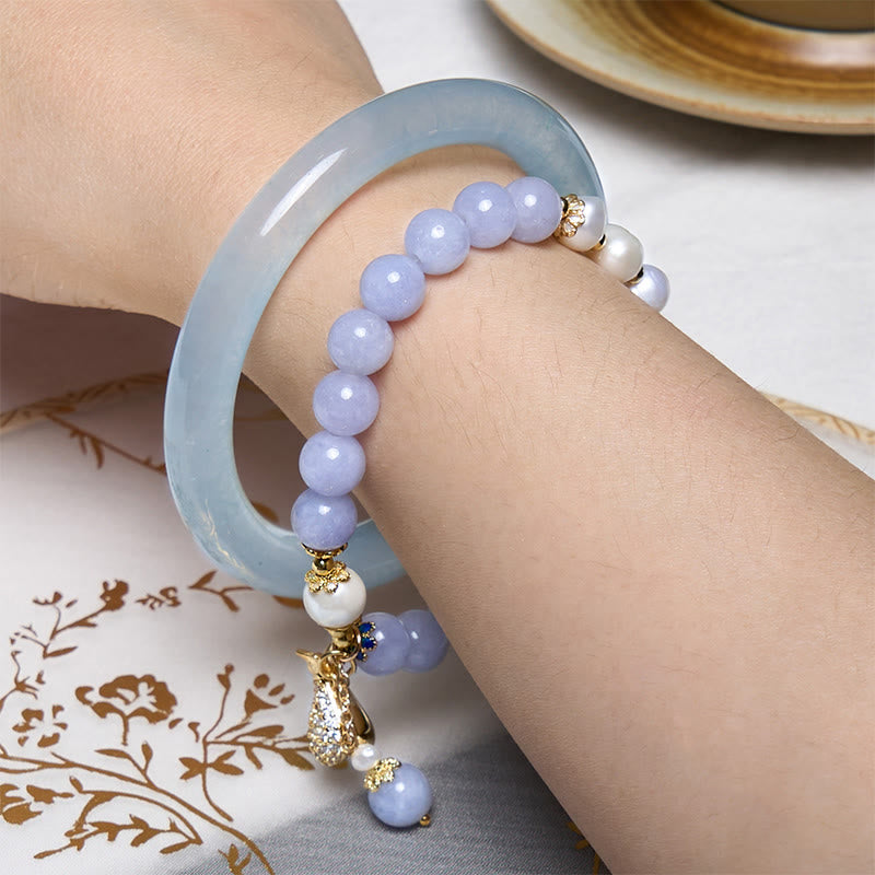 Ensemble de bracelets en jade et aigue-marine Inner Peace 56-57 mm