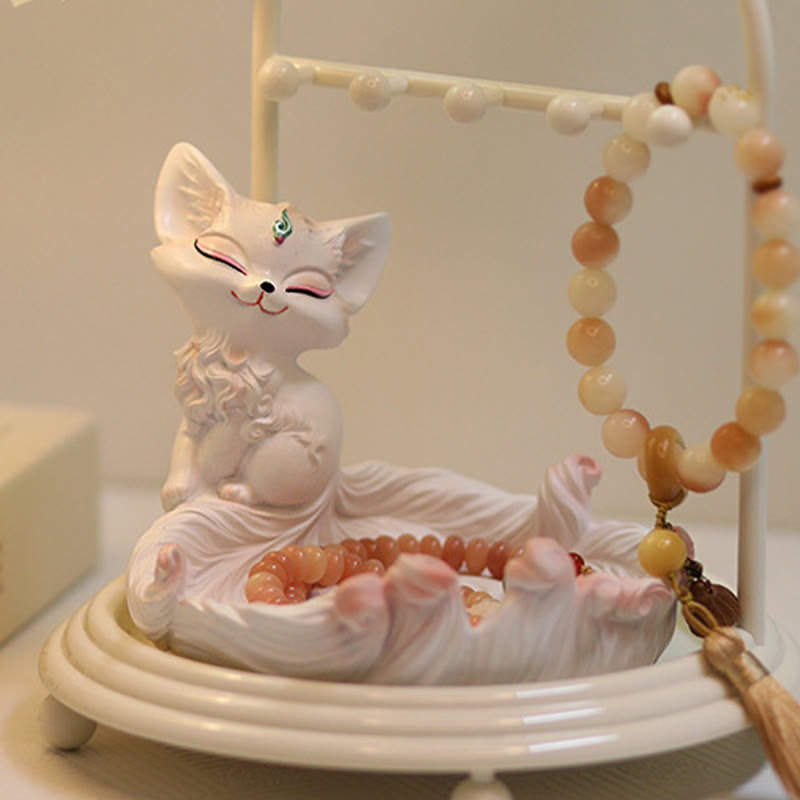 Figurine décorative en résine ivoire Fruit Fox 12 x 14 cm