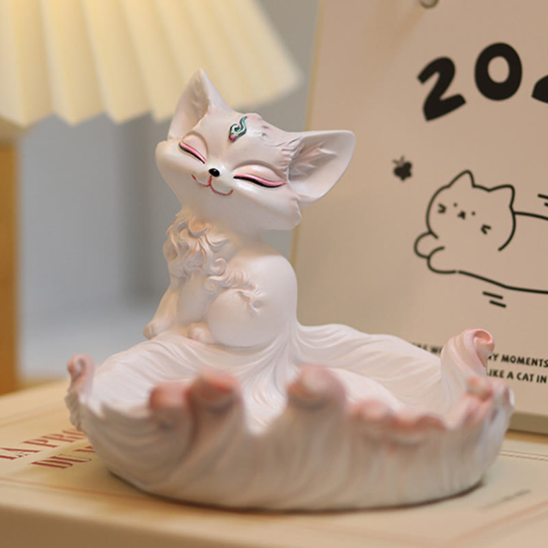 Figurine décorative en résine ivoire Fruit Fox 12 x 14 cm