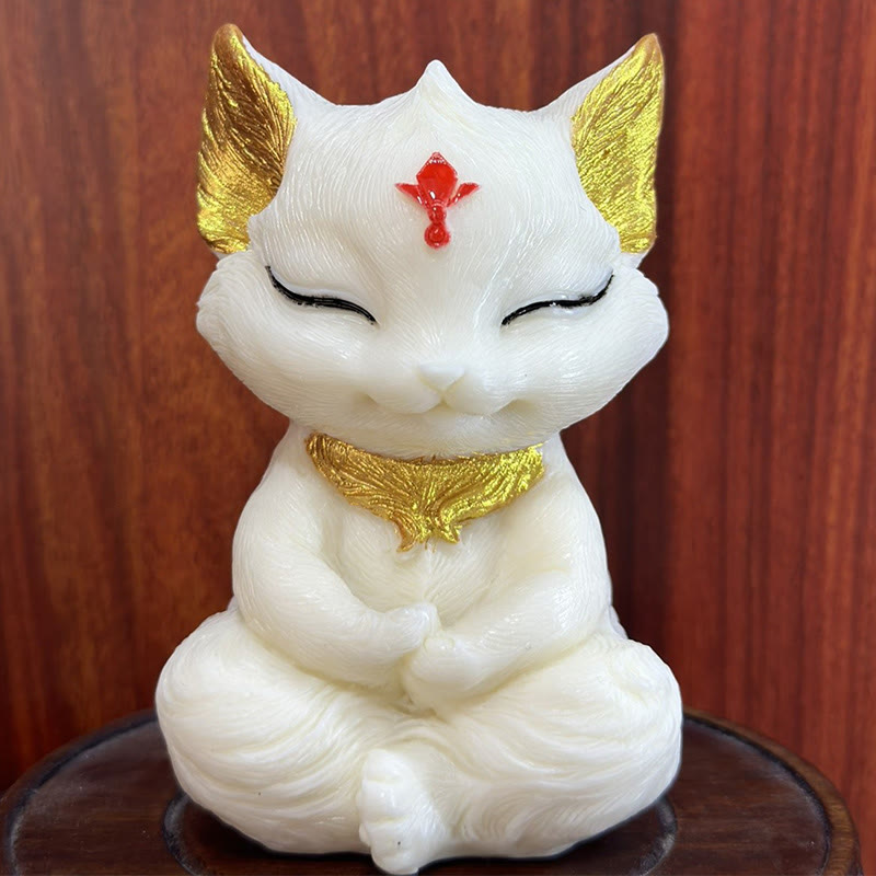 Figurine d'animal spirituel renard à neuf queues en ivoire 11 cm