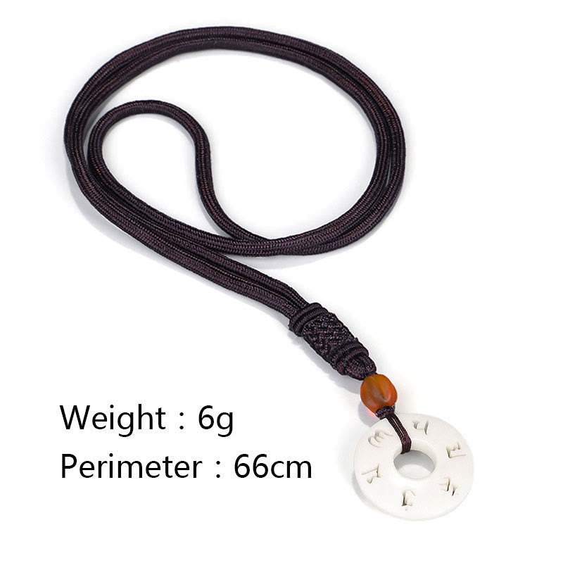 Collier de protection Om Mani Padme Hum en fruit ivoire 66 cm