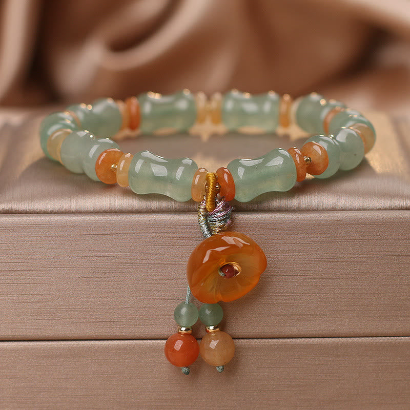Bracelet porte-bonheur en jade et bambou pour la prospérité et la croissance