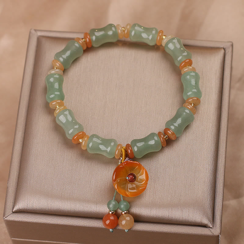 Bracelet porte-bonheur en jade et bambou pour la prospérité et la croissance