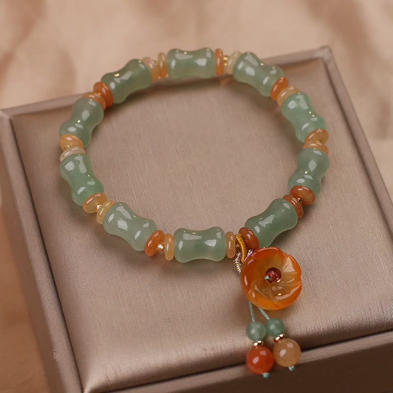 Bracelet porte-bonheur en jade et bambou pour la prospérité et la croissance