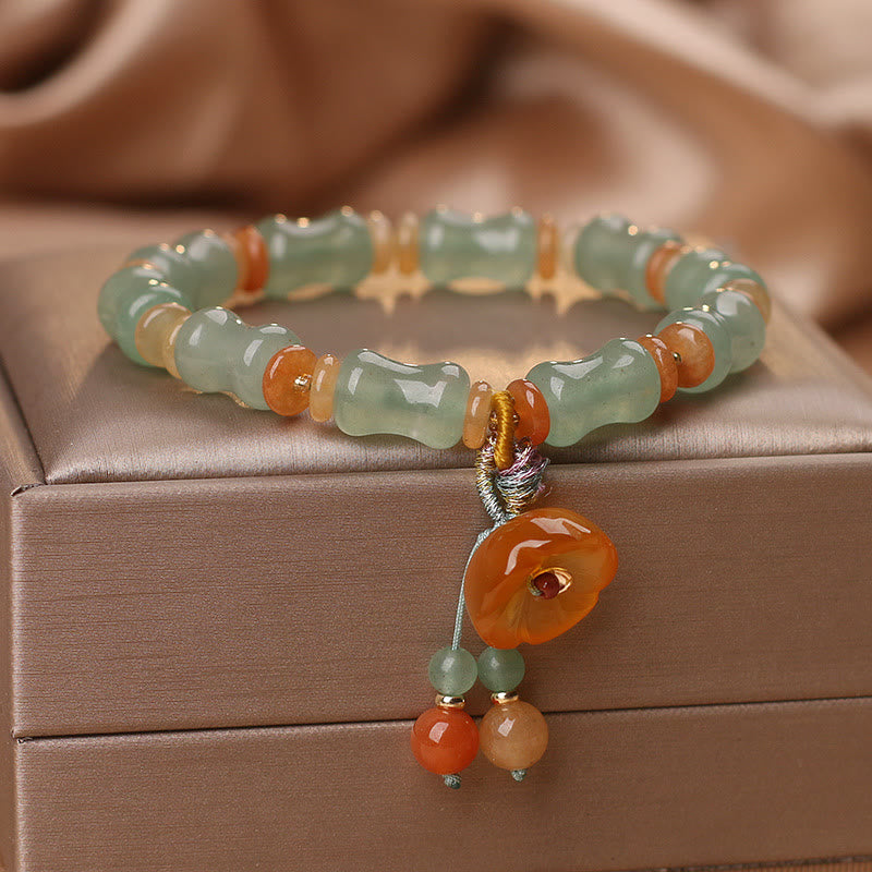 Bracelet porte-bonheur en jade et bambou pour la prospérité et la croissance