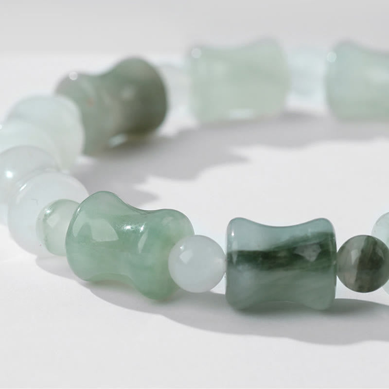 Bracelet Abondance en Jade, Coquille de Noix de Coco et Bambou