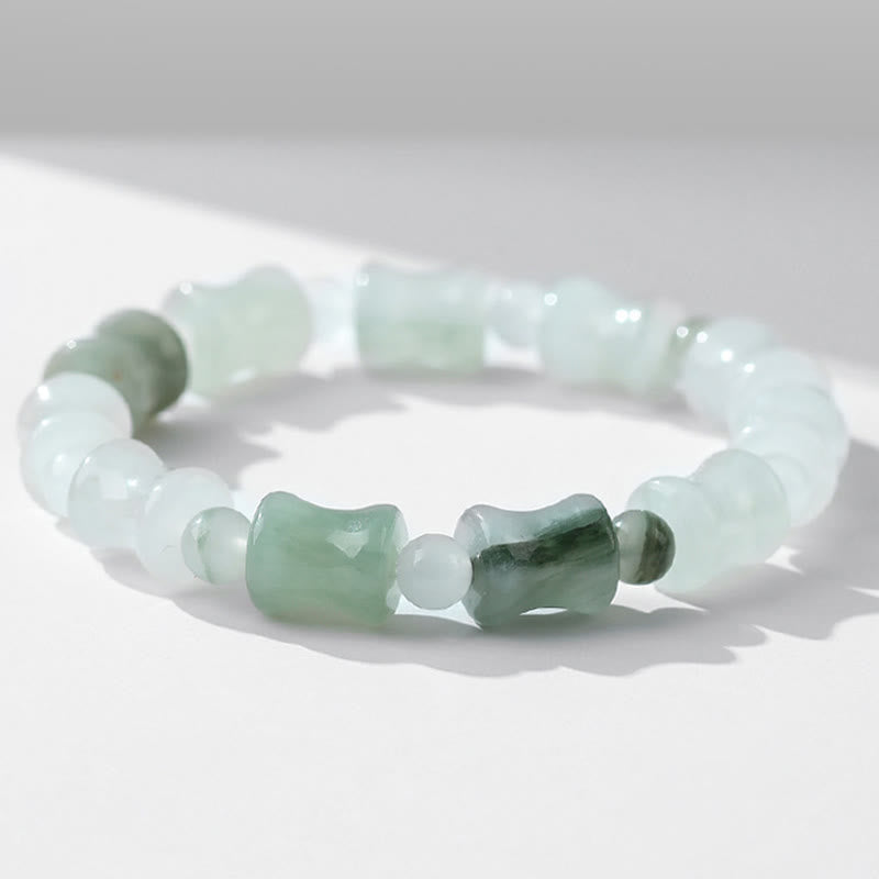 Bracelet Abondance en Jade, Coquille de Noix de Coco et Bambou