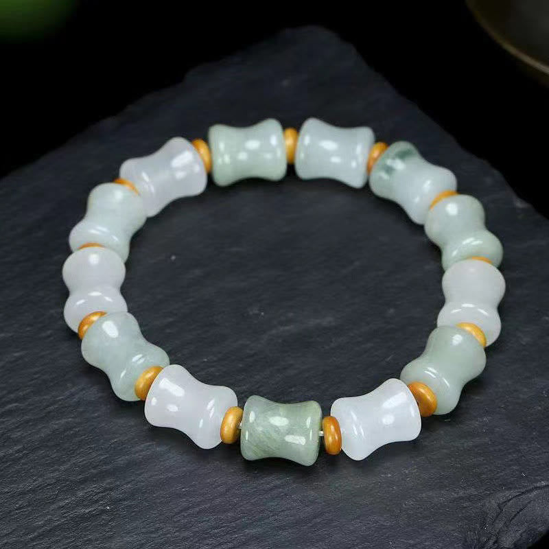 Bracelet Abondance en Jade, Coquille de Noix de Coco et Bambou
