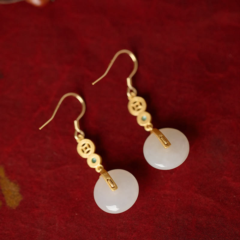 Ensemble de bijoux de prospérité en pièces de cuivre de jade, collier, bracelet, bague, boucles d'oreilles