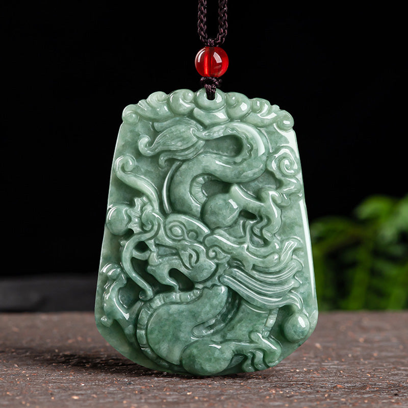 Collier de force du dragon de jade, pendentif de 50 cm pour la protection