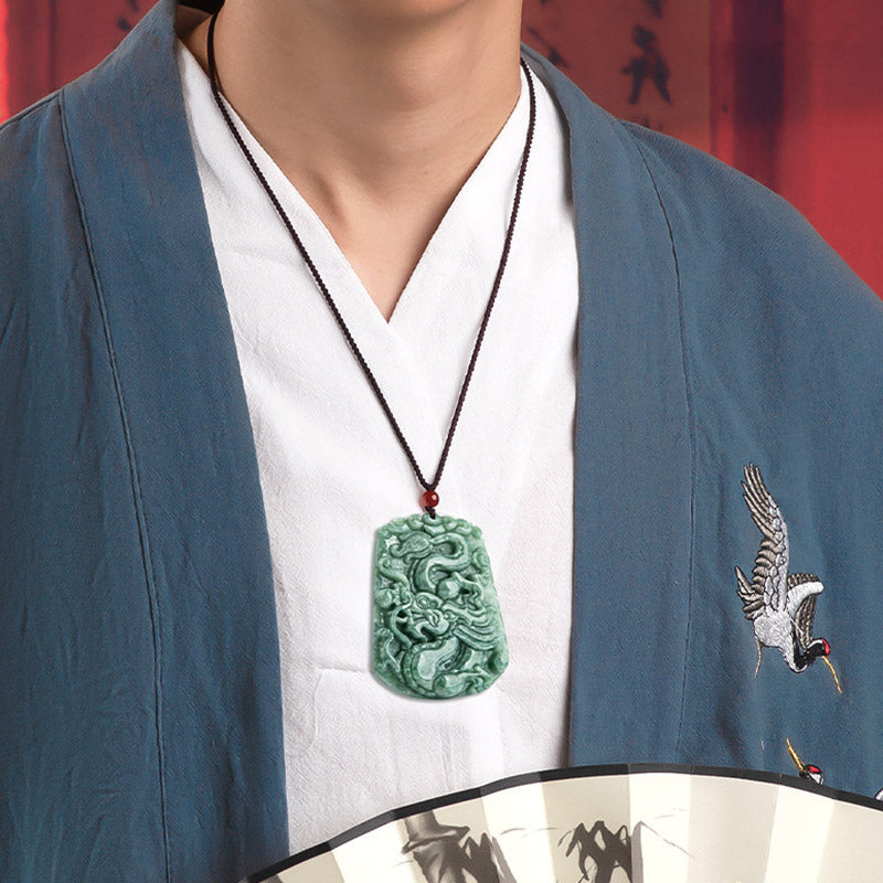 Collier de force du dragon de jade, pendentif de 50 cm pour la protection