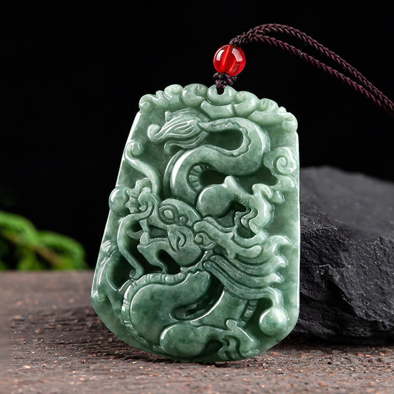 Collier de force du dragon de jade, pendentif de 50 cm pour la protection