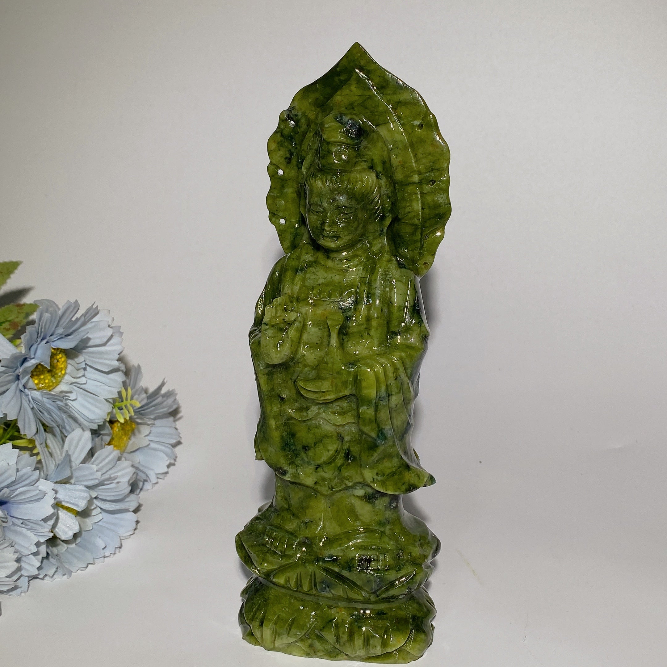 Jade Guanyin Crystal Carving 15-35cm Healing Statue
