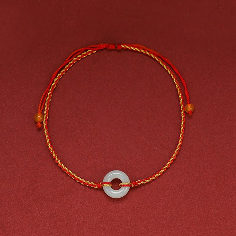 Bracelet tressé et bracelet de cheville Jade Luck Abundance avec boucle Peace