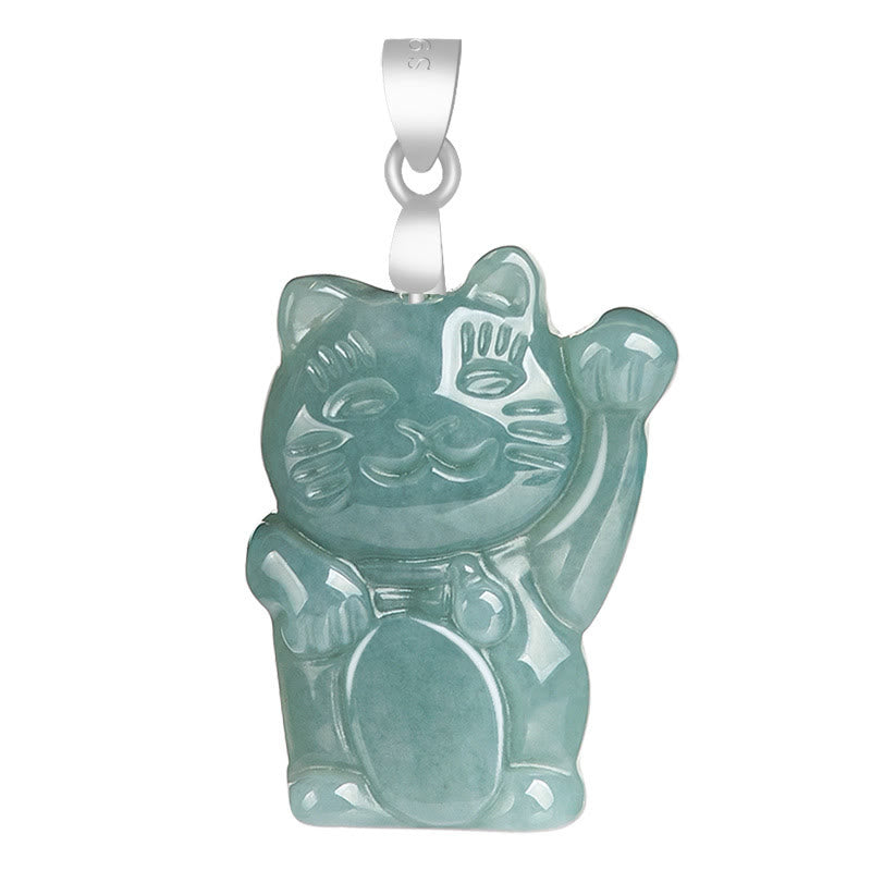 Collier Abondance Chat Porte-Bonheur en Jade