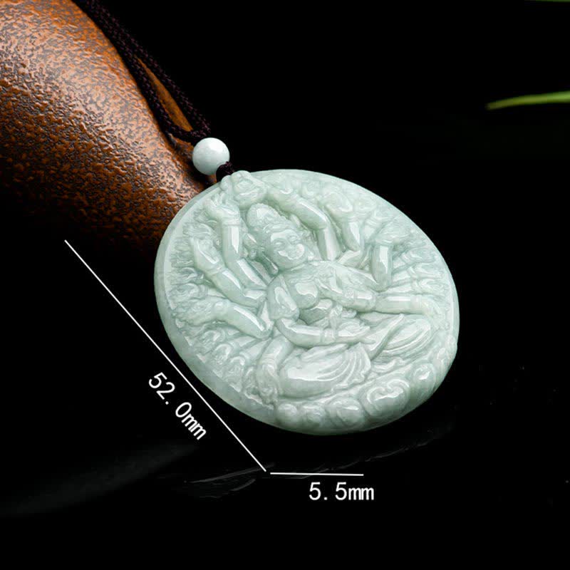 Collier en jade avec pendentif Kwan Yin aux mille mains pour la prospérité