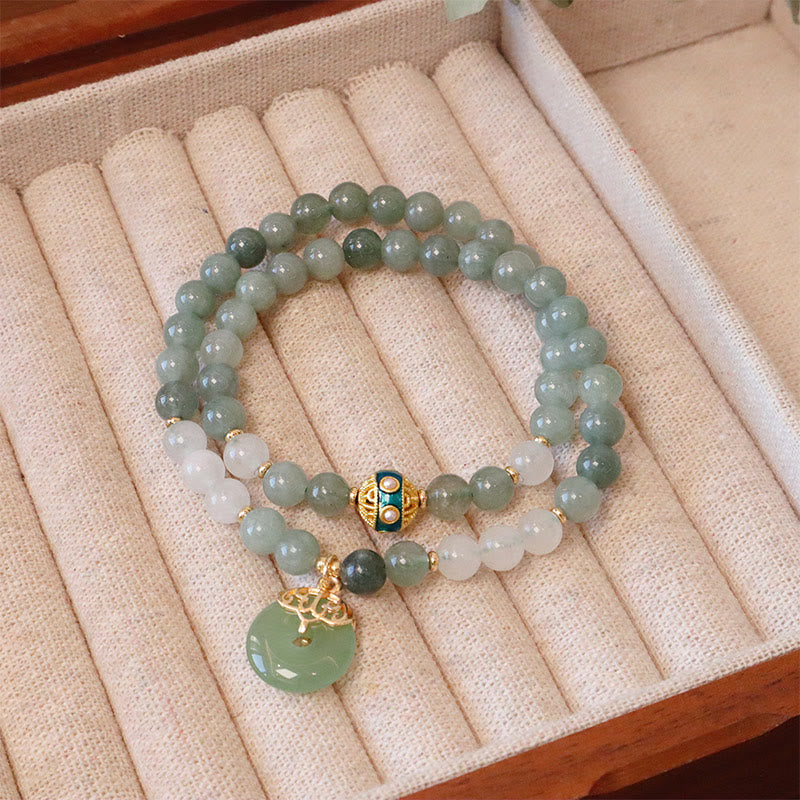 Bracelet Jade Peace Buckle | Perles porte-bonheur simples et doubles