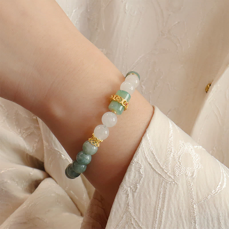 Bracelet Jade Peace Buckle | Perles porte-bonheur simples et doubles