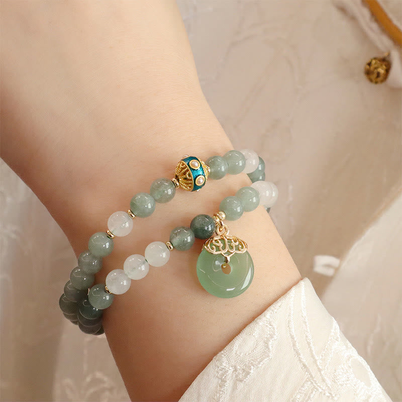 Bracelet Jade Peace Buckle | Perles porte-bonheur simples et doubles