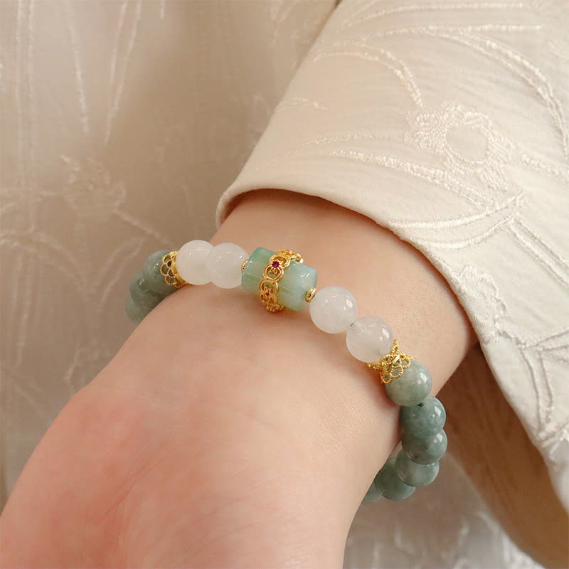 Bracelet Jade Peace Buckle | Perles porte-bonheur simples et doubles