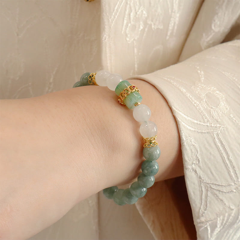 Bracelet Jade Peace Buckle | Perles porte-bonheur simples et doubles