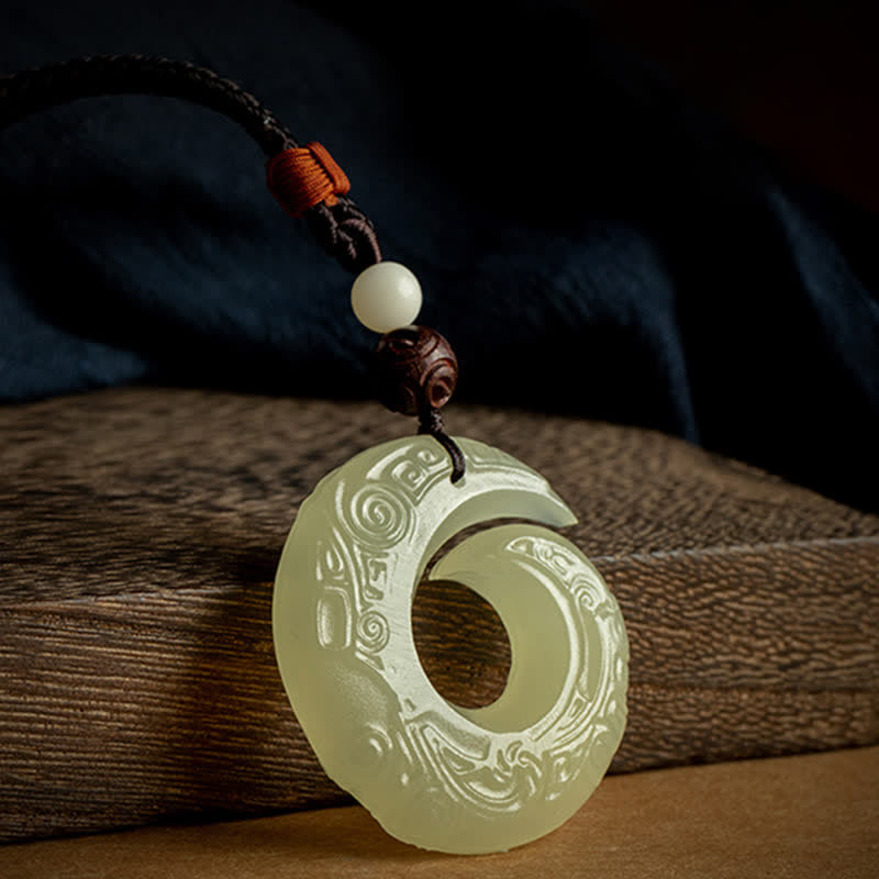 Collier en jade avec boucle de paix pour pendentif chance et prospérité