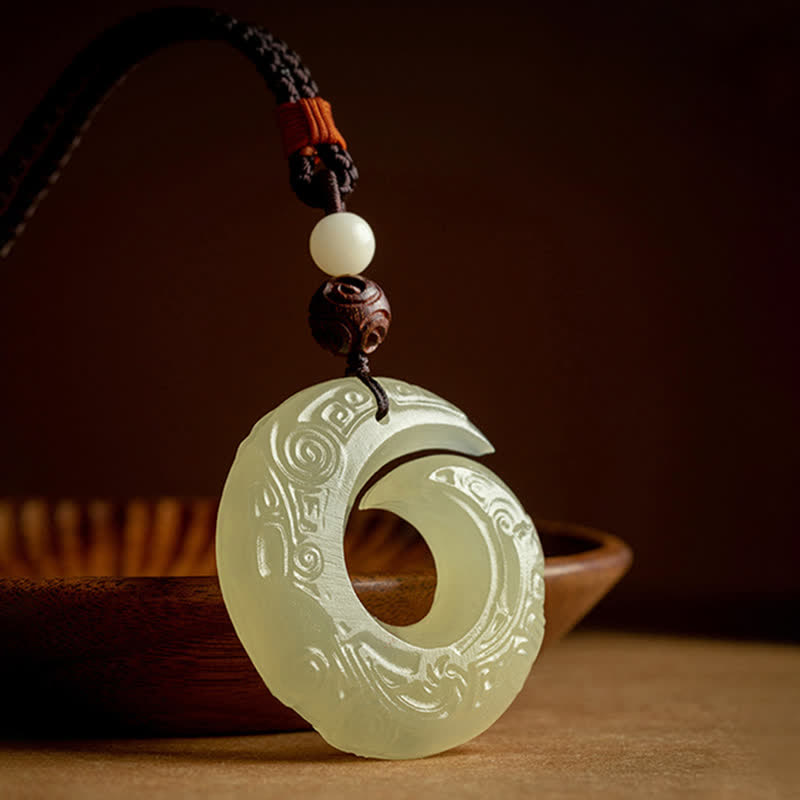 Collier en jade avec boucle de paix pour pendentif chance et prospérité