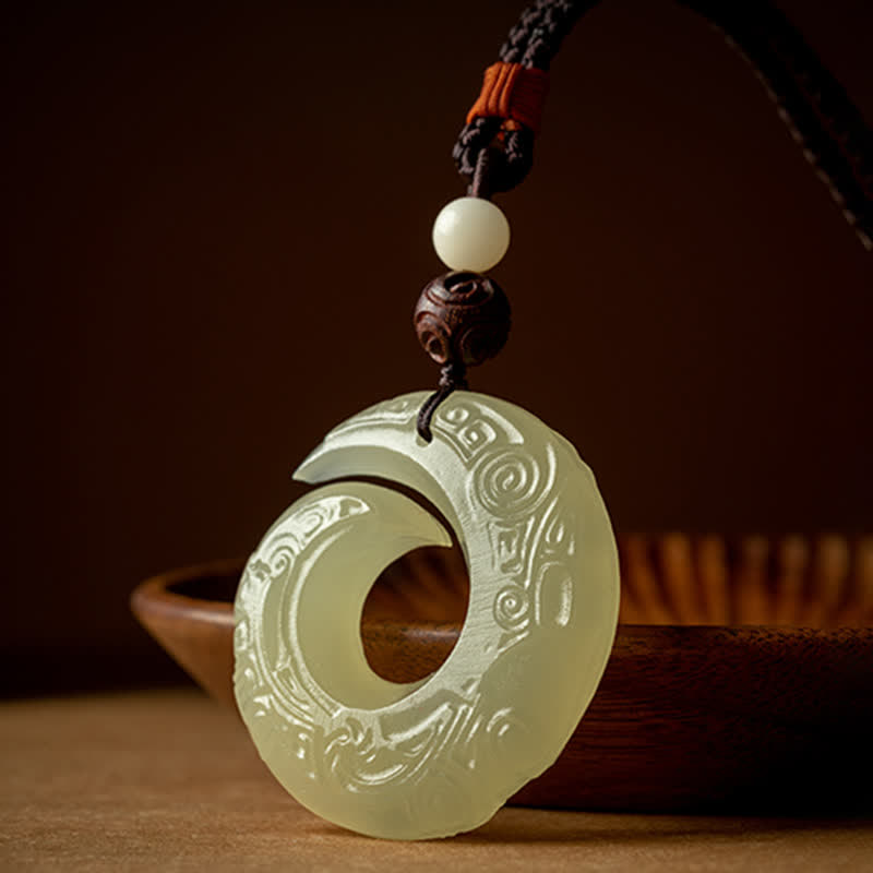 Collier en jade avec boucle de paix pour pendentif chance et prospérité