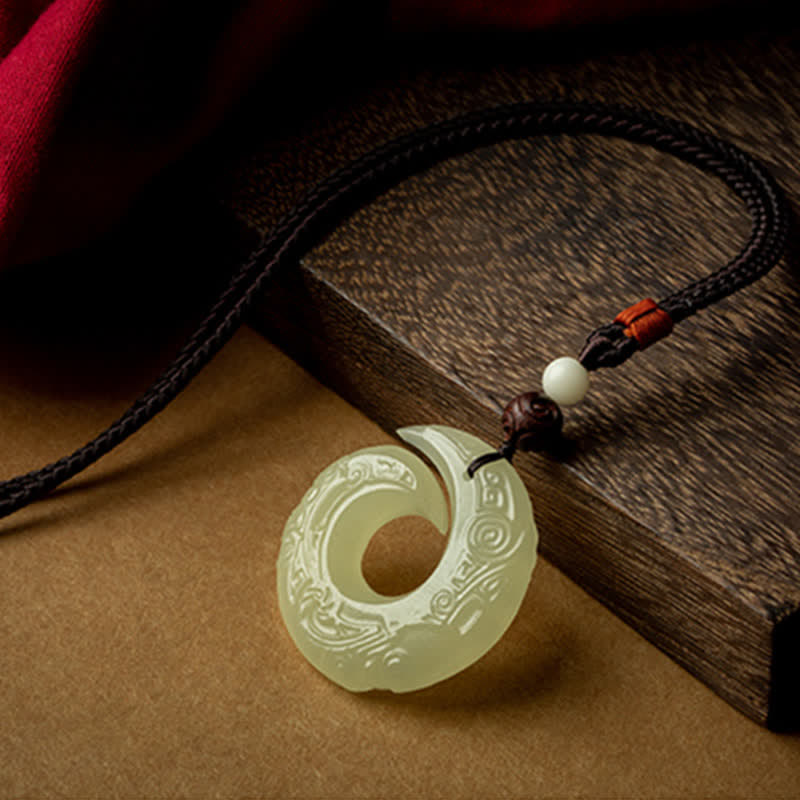 Collier en jade avec boucle de paix pour pendentif chance et prospérité
