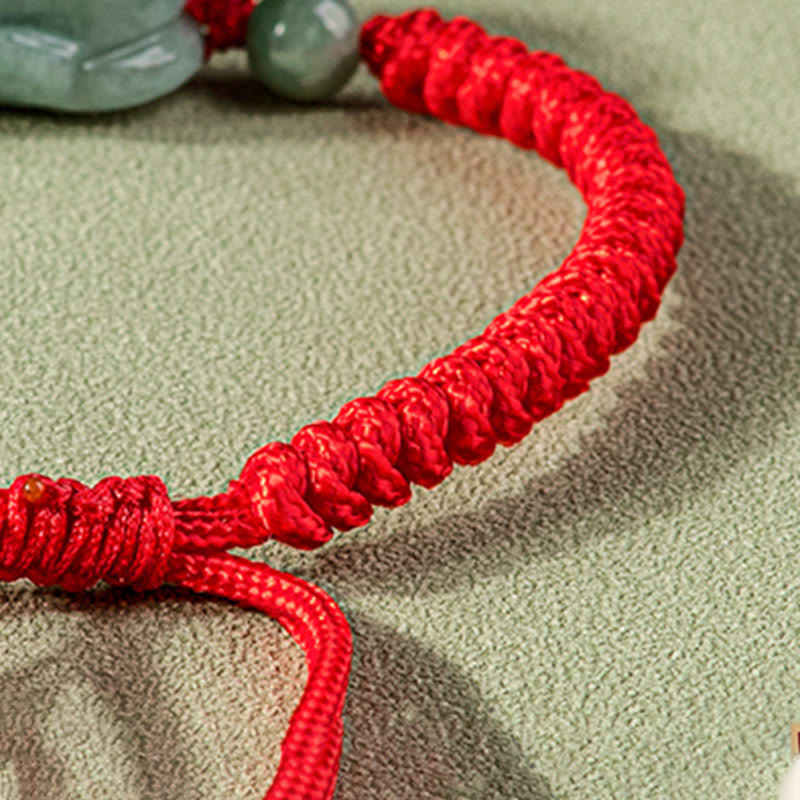 Bracelet de protection en jade Pi Xiu avec nœud King Kong, cordon rouge