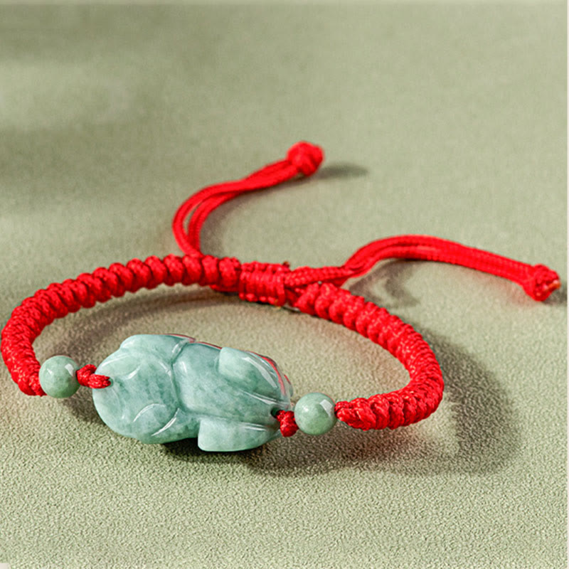 Bracelet de protection en jade Pi Xiu avec nœud King Kong, cordon rouge