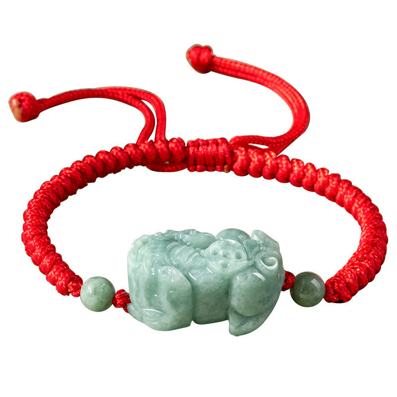 Bracelet de protection en jade Pi Xiu avec nœud King Kong, cordon rouge