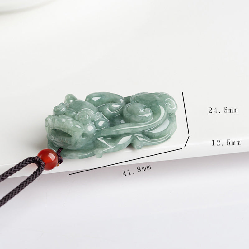 Collier porte-bonheur en jade PiXiu | Breloque de prospérité