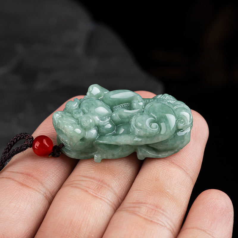 Collier porte-bonheur en jade PiXiu | Breloque de prospérité