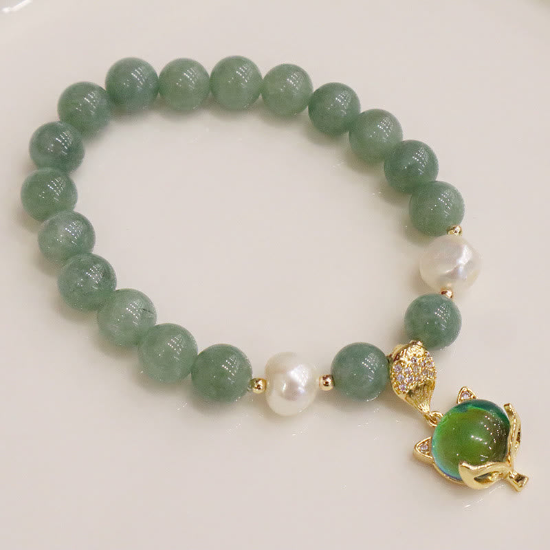 Bracelet à breloques Jade Prospérité 14-16 cm Renard changeant de couleur