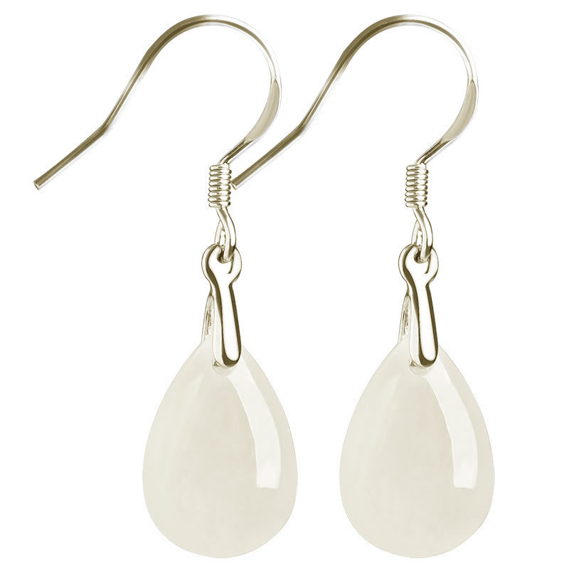 Boucles d'oreilles pendantes Jade Prospérité | Argent sterling 925 32 mm
