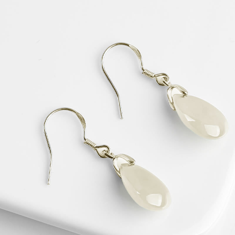 Boucles d'oreilles pendantes Jade Prospérité | Argent sterling 925 32 mm