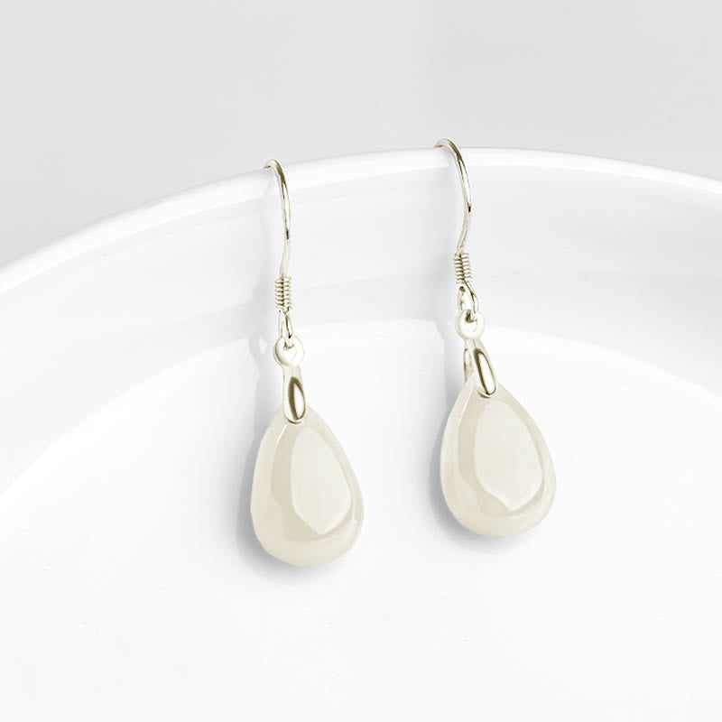 Boucles d'oreilles pendantes Jade Prospérité | Argent sterling 925 32 mm