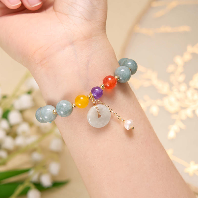 Bracelet de confiance avec boucle de paix en jade et agate rouge
