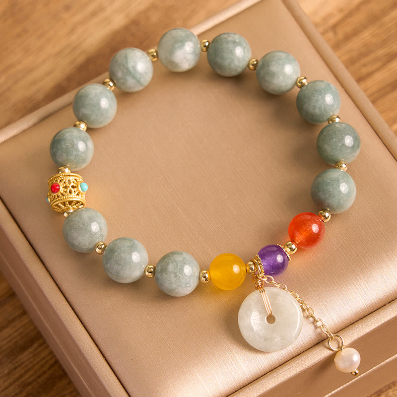 Bracelet de confiance avec boucle de paix en jade et agate rouge
