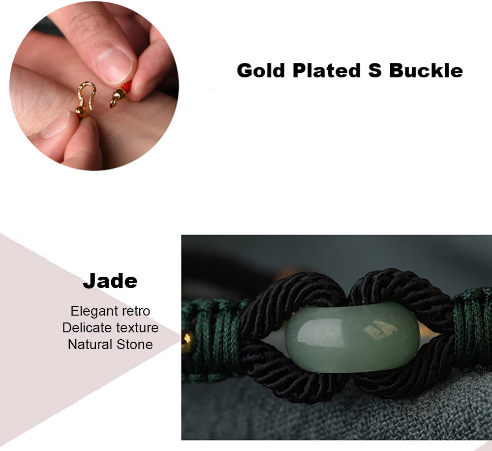 Jade Serenity : Bracelet en corde tressée fait main