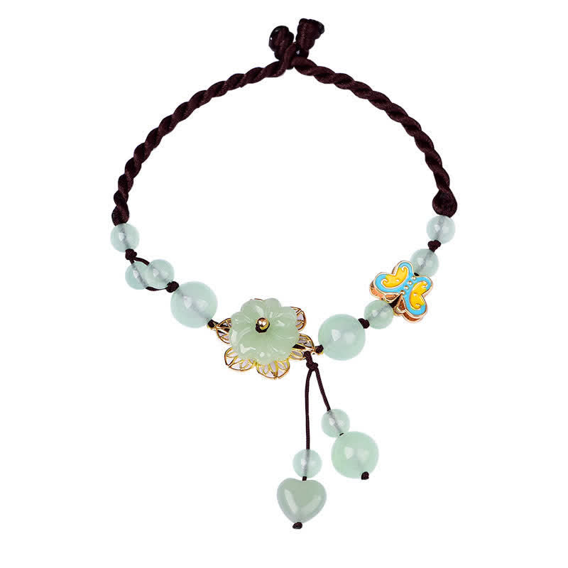 Bracelet de cheville porte-bonheur spirituel en jade pour la prospérité 23 cm