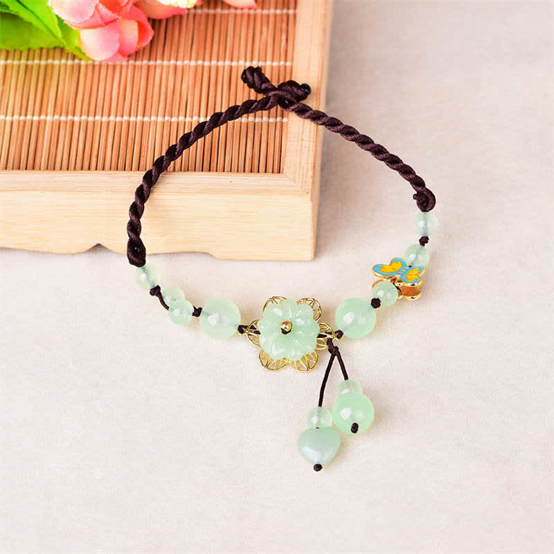 Bracelet de cheville porte-bonheur spirituel en jade pour la prospérité 23 cm