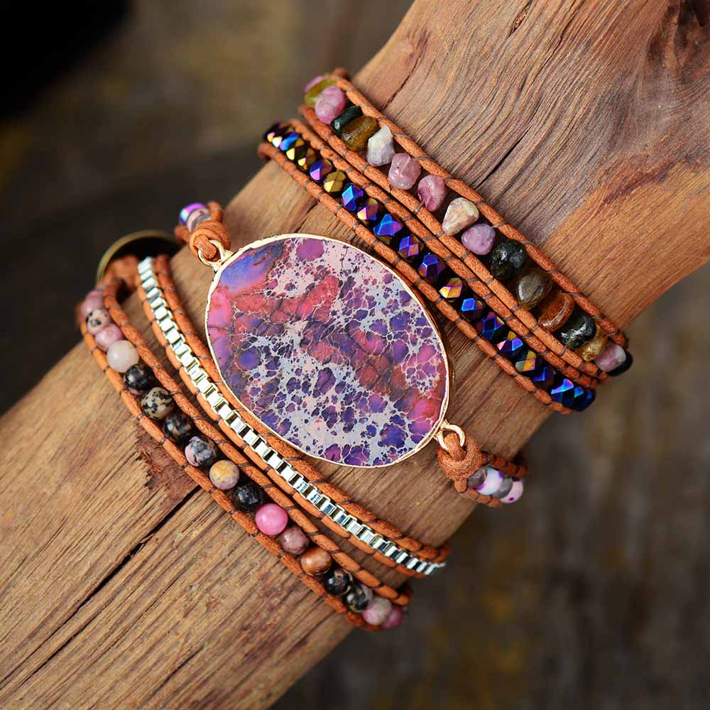 Bracelet Boho en jaspe pour la créativité et la protection