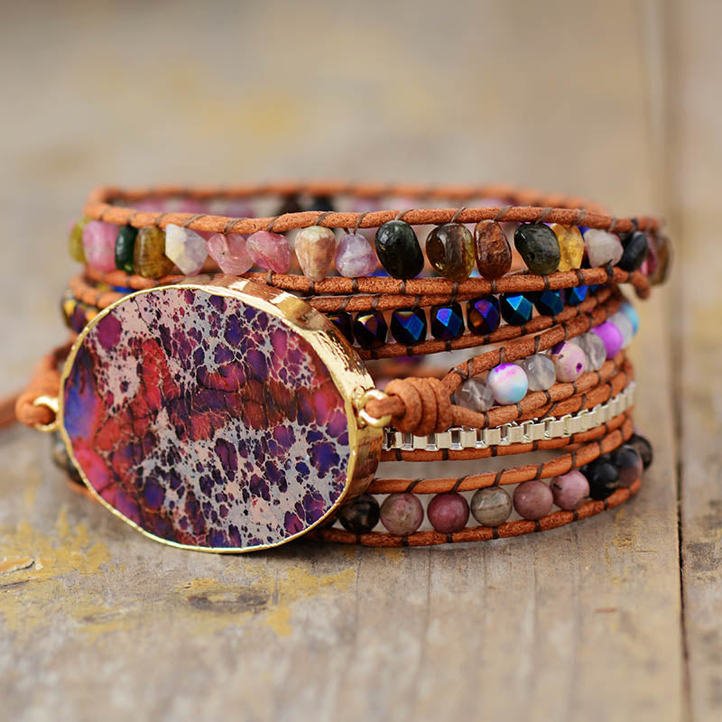 Bracelet Boho en jaspe pour la créativité et la protection