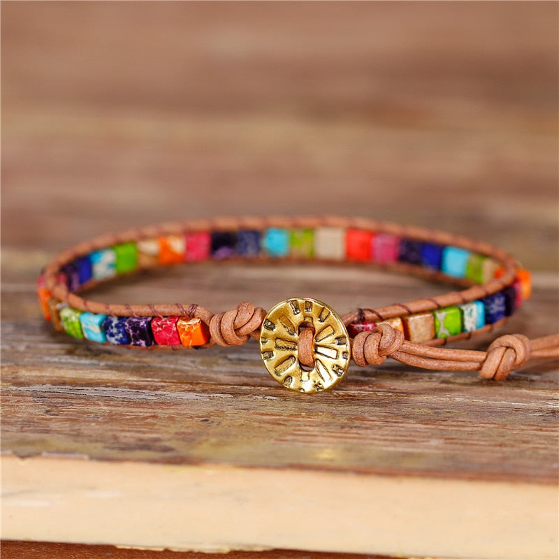 Bracelet de chakra en jaspe pour l'ancrage et la guérison