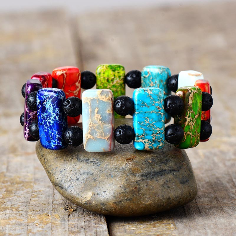 Bracelet diffuseur d'aromathérapie en jaspe lavique