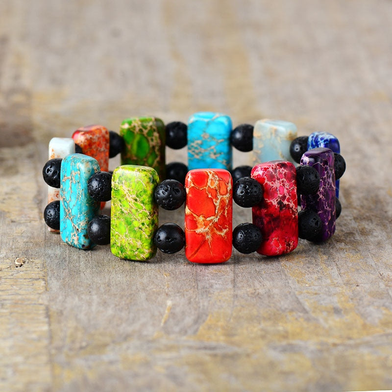 Bracelet diffuseur d'aromathérapie en jaspe lavique