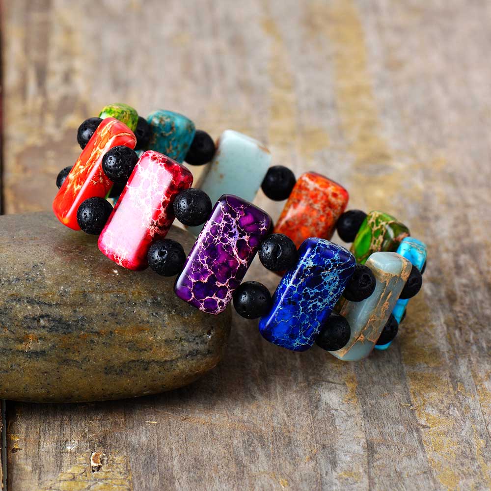 Bracelet diffuseur d'aromathérapie en jaspe lavique