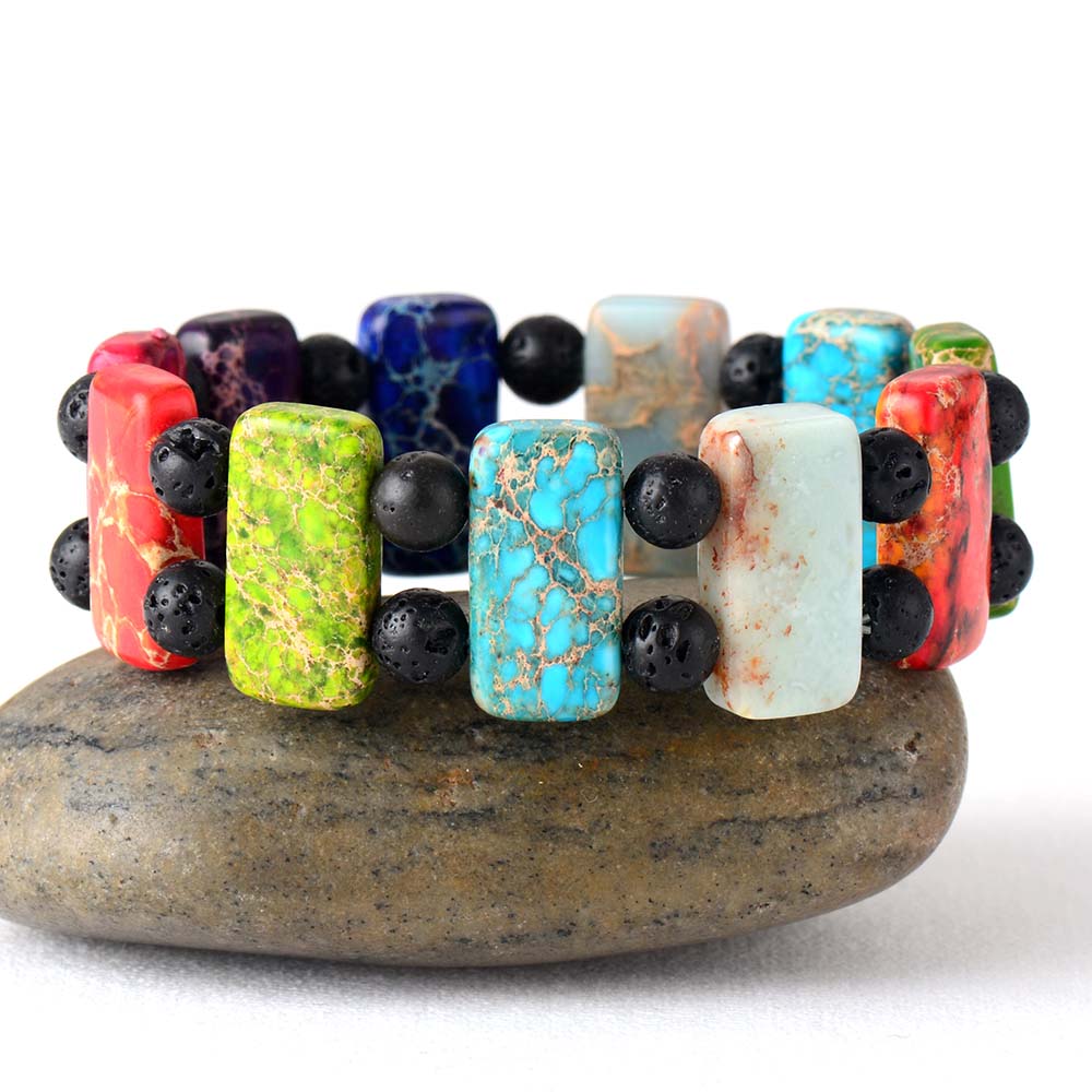 Bracelet diffuseur d'aromathérapie en jaspe lavique